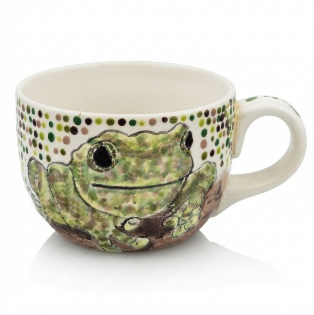 Glasierte Tasse mit Froschmotiv